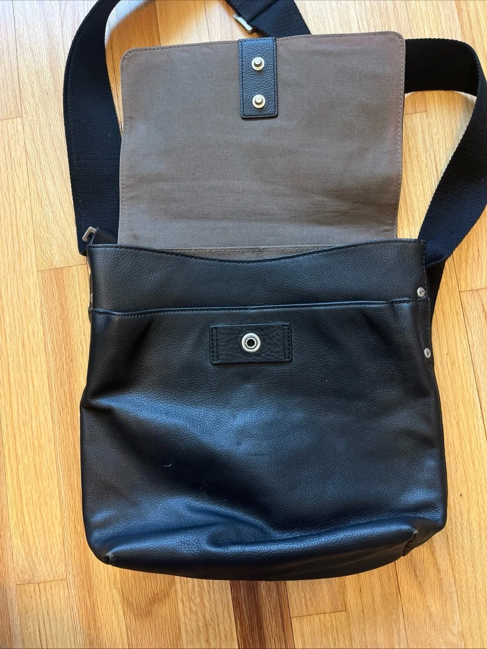 Jack Spade Pebbled Black Leather Messenger Bag Crossbody Field Bag
